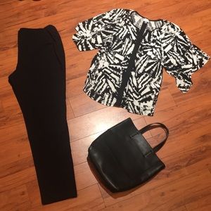 Avenue Black and White Blouse Great Condition